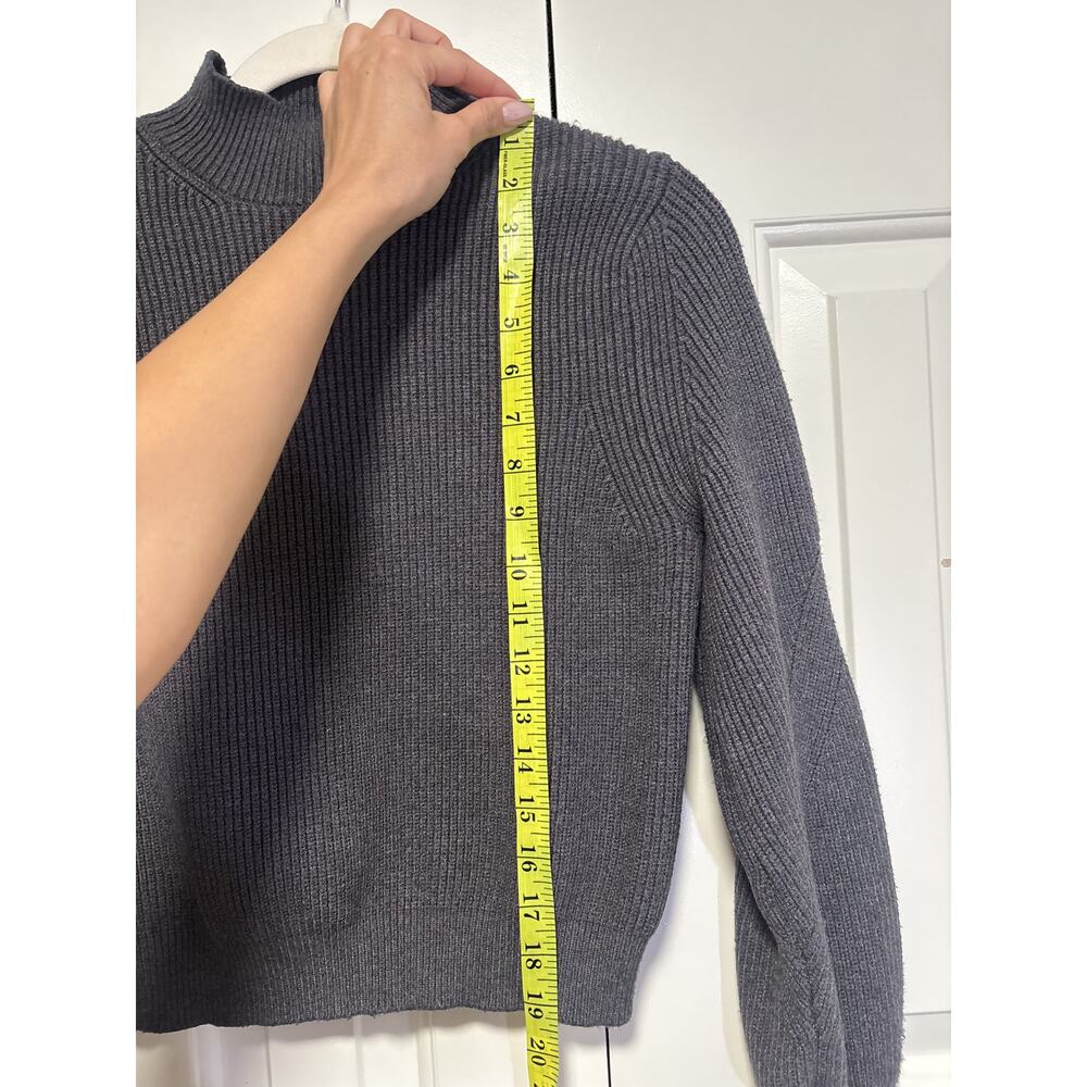 Zara Gray Ribbed Knit Mock Neck Sweater L - Picture 4 of 10